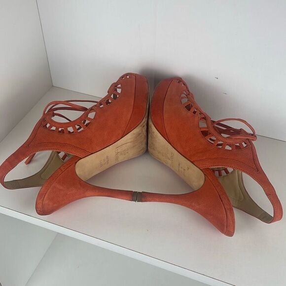 Vera Wang Lace Up Slingback Platform Heeled Sandals 7 - Picture 9 of 15